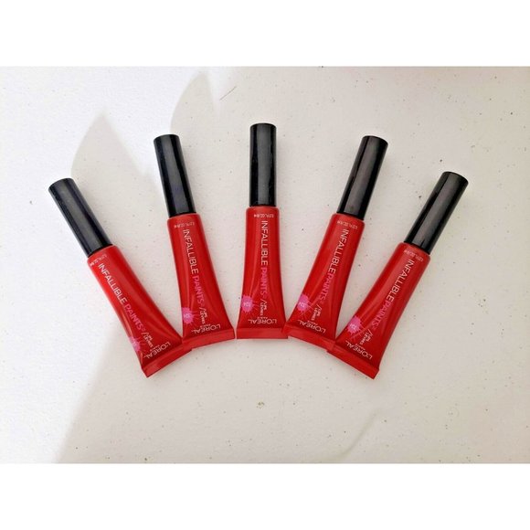 L'Oreal Paris Infallible Lip Paints Liquid Lipstick 324 DIY Red 0.27 Oz Set Of 5 - Picture 1 of 2